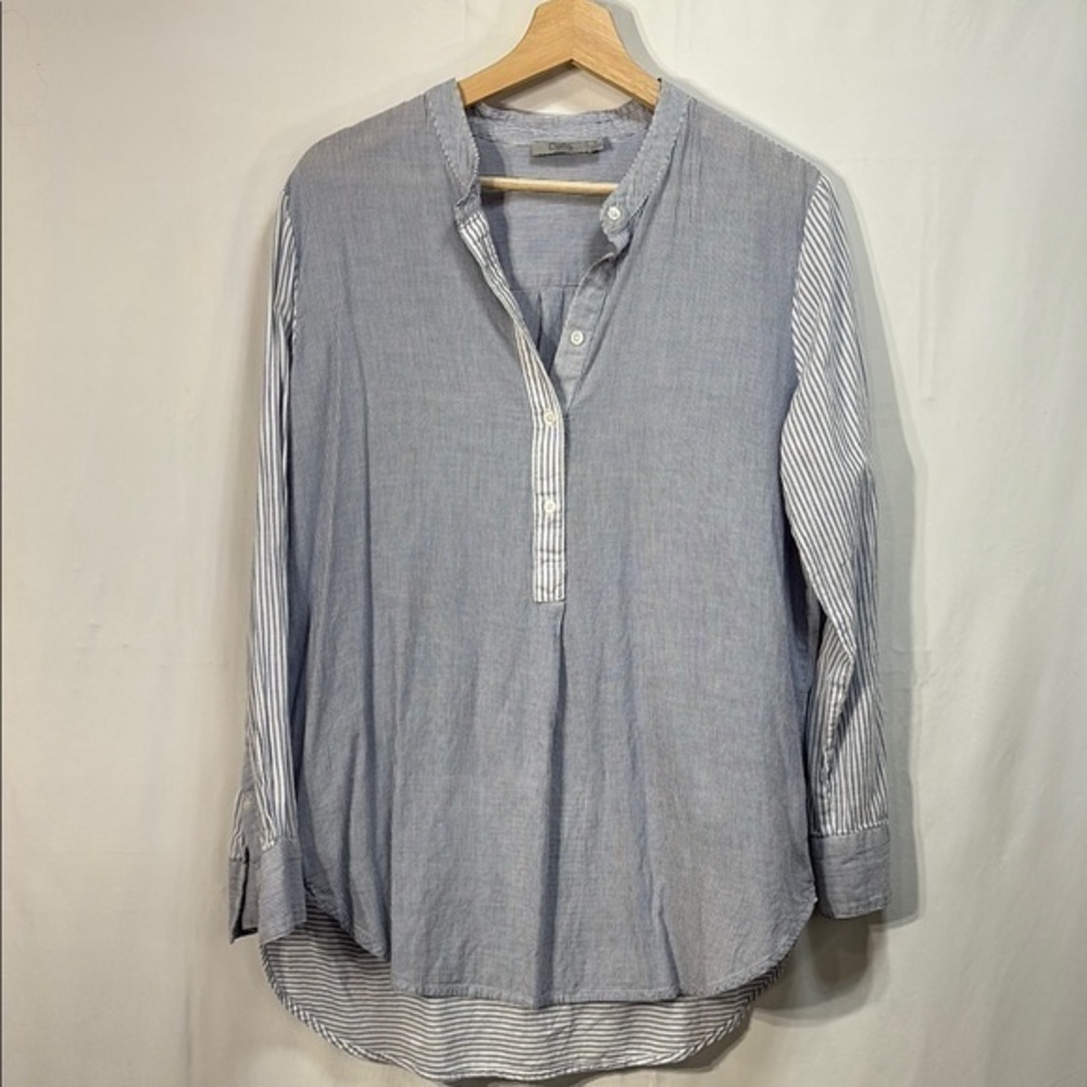 🐻 Dalia Blue and White striped cotton long sleeve Blouse Relaxed Fit